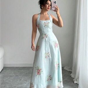 Floral Halter Neck Dress